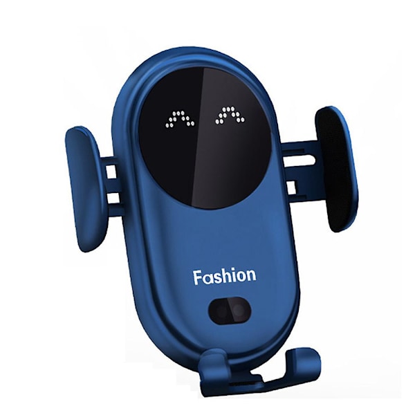 Trådlös Billaddare Mobiltelefonhållare Qi Induktion Smart Sensor Snabb Laddningsställ Fäste Kompatibel med Samsung S10 Note 10 iPhone 11 10W Blue