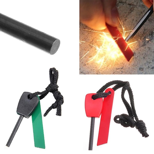 Udendørs Nødoverlevelse Magnesium Flintsten Ildstarter Lighter DIY Sæt Red