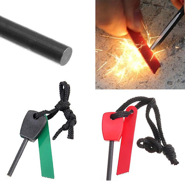 Utomhus Nödöverlevnad Magnesium Flintsten Eldstartare Tändare DIY Kit Red