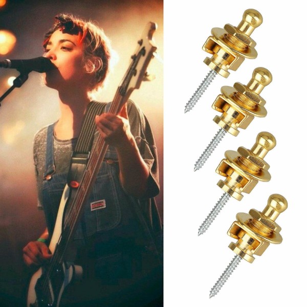 Akustisk Elektrisk Gitarr Remlås - Spänne Lås Metallstift Gold