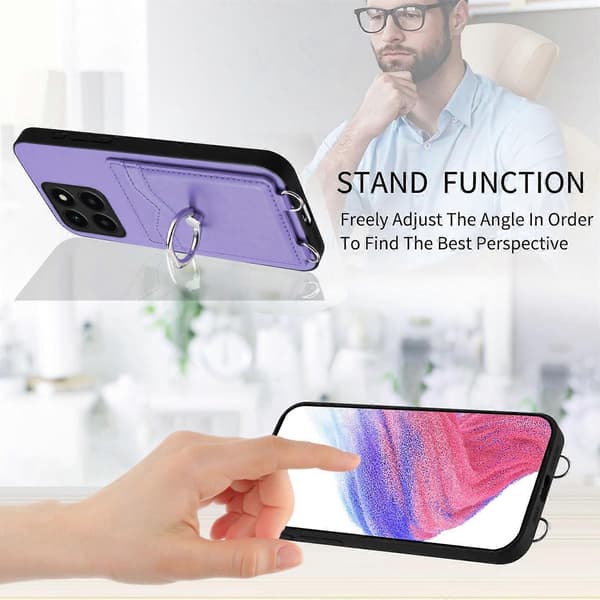 [LCS]R20 Ring kortholder telefondeksel Purple For Honor X6a Global