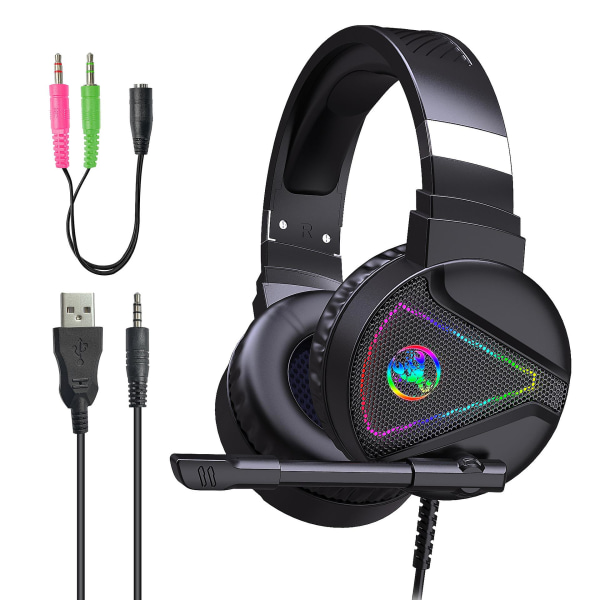 F16 RGB Gaming Headset, Kablet Headset For Datamaskin Laptop Nettbrett
