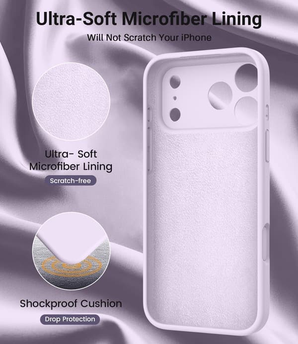 [LCS]Magsafe-deksel til iPhone 17 Pro Max, flytende silikondeksel med mikrofiberfôr iPhone 17 Pro Max iPhone 17 Pro Max Mauve nuage