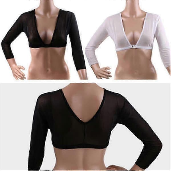 [LCS]Sömlös armformare kort beskuren navelmesh-kofta plus size armformare Black L