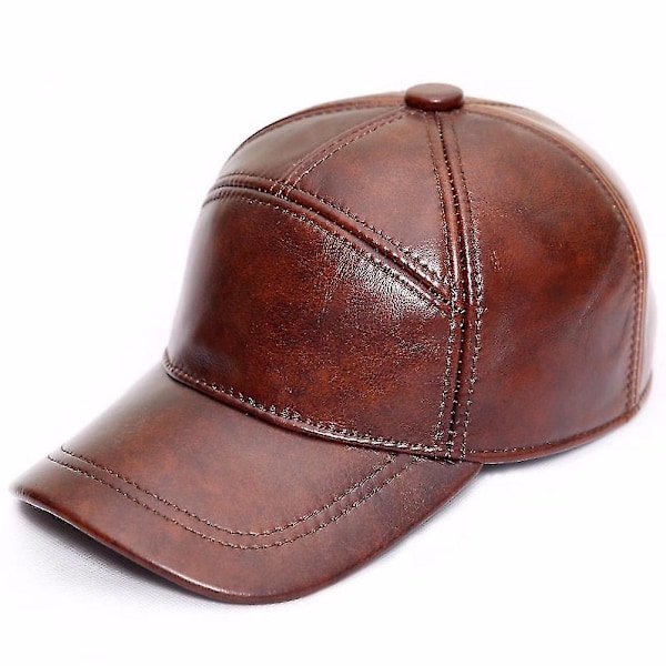 Herr Äkta Läder Flat Cap Höst Vinter Utomhus Brun