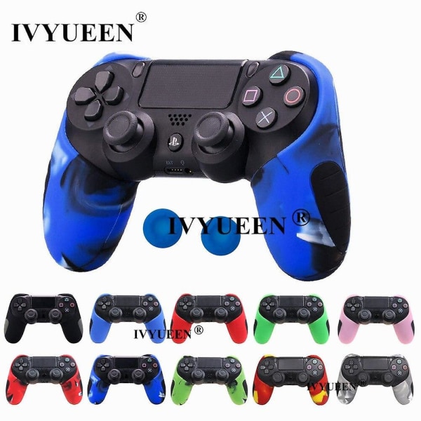 Mjukt silikon tjockare halvt skal fodral och tumgrepp för PlayStation Dualshock 4 PS4 Pro Slim-kontroller Red