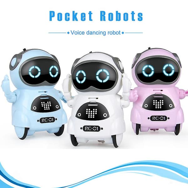 Fickrobot Mini Robotleksaker Gåva Talande Interaktiv Dialog Röstigenkänning Inspelning Sjungande White