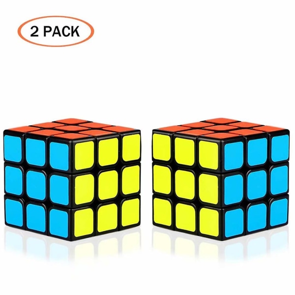 2-pakning Speed Cube-sett, 3x3 Speed Puzzle Cube-leke for barn og voksne, jevn vri, originale farger