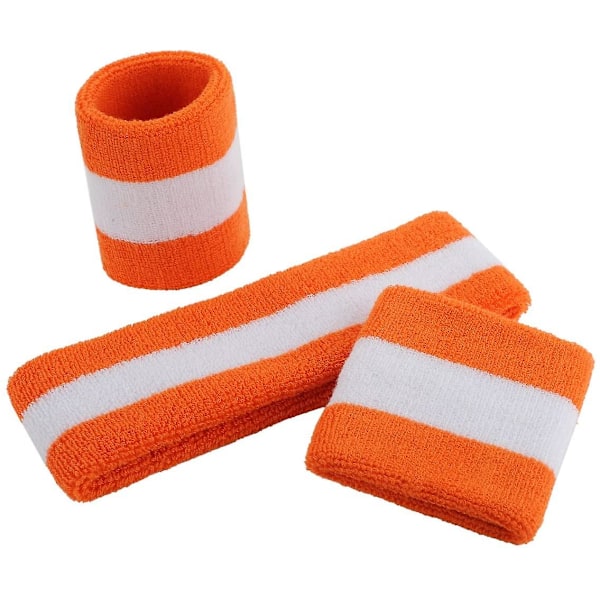 Sports Svetteabsorberende Armbånd i Bomull Orange white