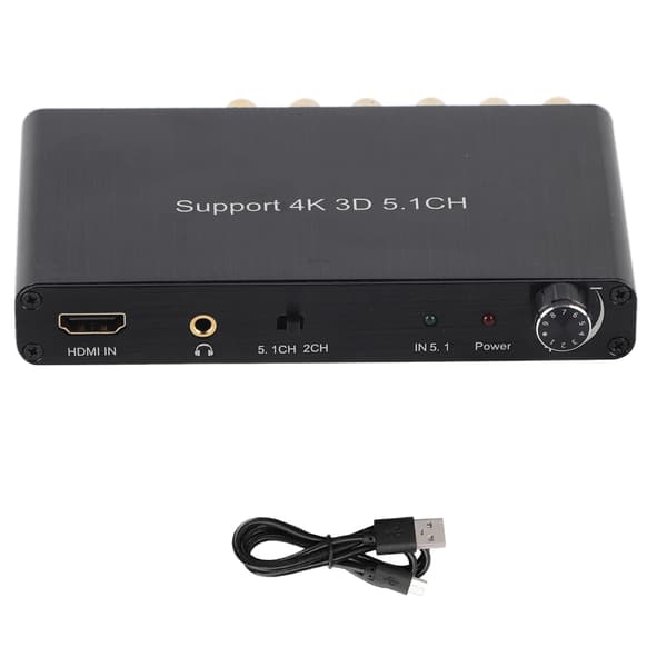 [LCS]HDMI Audio Extractor Decoder Converter til Dolby Support 4K 5.1CH Tredimensionel 110‑240Vsort