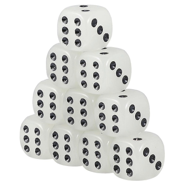 10 st Mahjong Set Handgjorda Tärningar Självlysande Tärningar Svarta Prickar Tärningar Halloween Tärningar Svarta 1.6X1.6cm Black