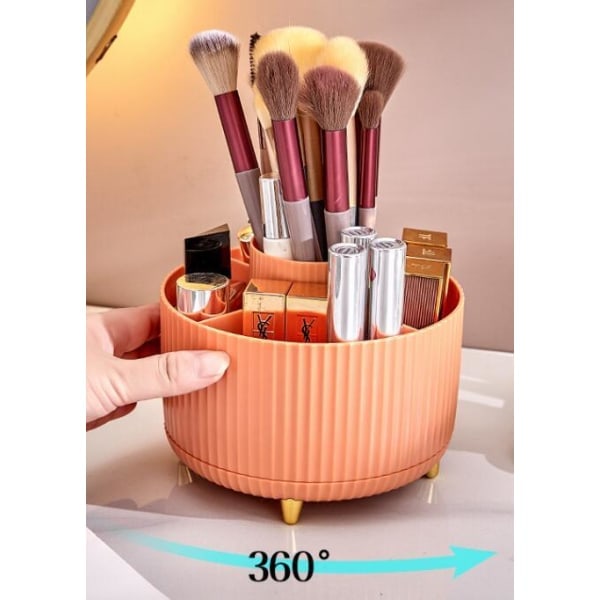 360° roterende makeup opbevaring med låg Hvid