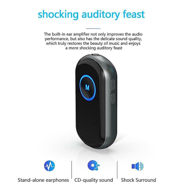Bluetooth 5.0 USB Trådlös Sändare Mottagare 2i1 Ljudadapter 3.5mm Aux