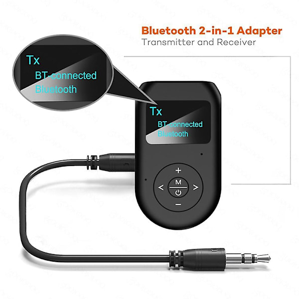 Bluetooth 5.0 Audio Mottaker Sender Edr Aux 3.5mm 3.5 Jack Usb Trådløse Adaptere Dongle For Bil Tv Pc Høyttaler