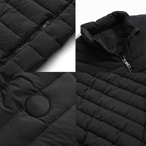 Varm vinterjacka för män, vindtät vinterkappa BLACK 3XL