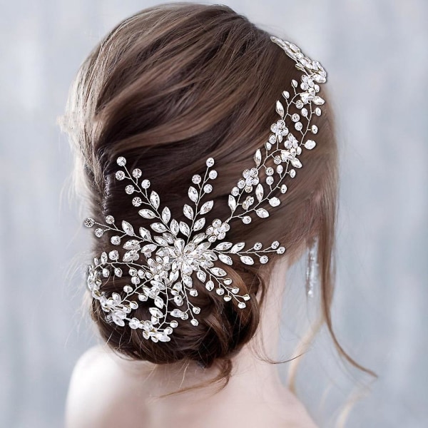 Bröllop krona hår smycken lyxiga kristall strass prydnader
