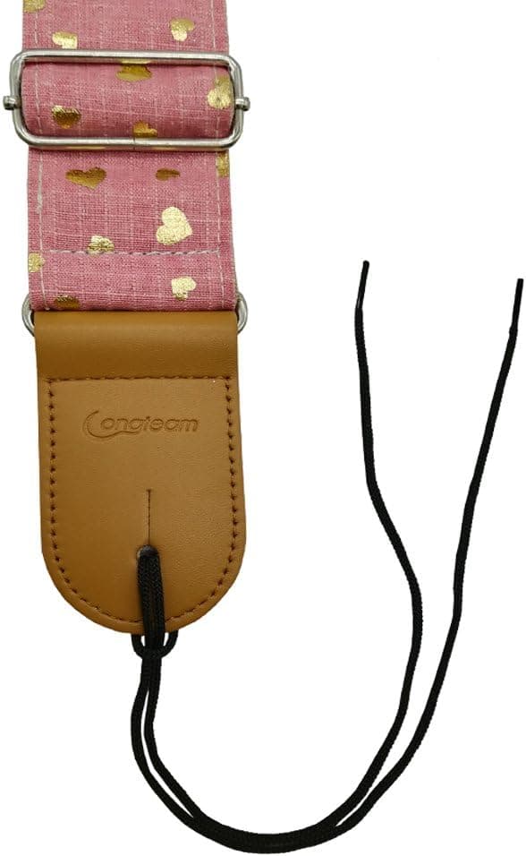 [LCS] Gitarrrem Kompatibel med tjejer, rosa bomullsrem med hjärtmönster, elgitarr och akustisk gitarr, bas, musiktillbehör