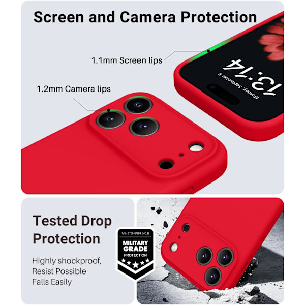 [LCS] MagSafe-compatible case for iPhone 17 Pro, liquid silicone case with microfiber lining (red) iPhone 17 Pro iPhone 17 Pro Rouge