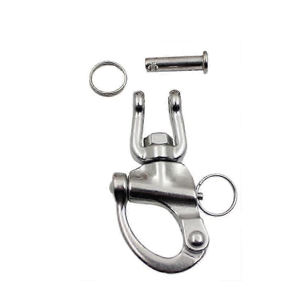 4PCS 316 Rostfritt Stål Svivel Snabbkoppling Schackel med Klyka kompatibel med Segling Fall, Båtrigg Silver