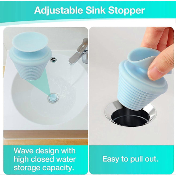 Universell Silikon Avloppsplugg, Diskbänksplugg med Sugkoppshandtag, Passar 1-2\" Diameter Avloppshål, 3-Pack Badkarspropp