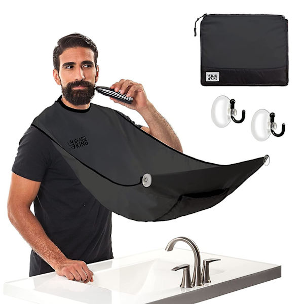 Beard King skægfanger forklæde til mænd deluxe kappe som set i Løvens Hule hårfanger til barbering trimning pleje White (lite version)