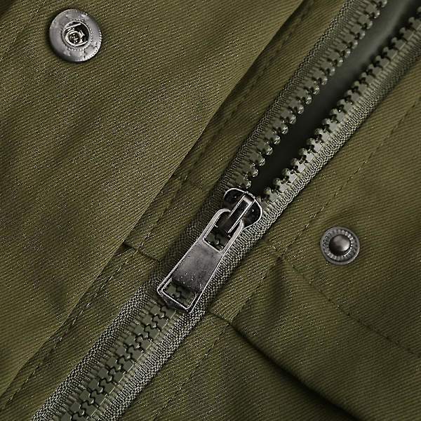 Dame Safari Militærjakke med Lynlås og Hætte med Snøre Army Green M