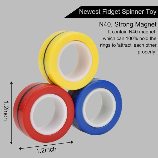 Magnetisk fingerring, Magnetisk ring Fidget Spinner Toy, Uppgraderad Hand Spinner för stress relief multicolored