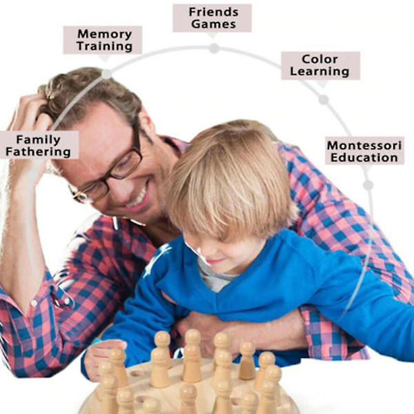 Memory Skak Børn Pædagogisk Memory Spil Legetøjssæt Farve Memory Brætspil Farvet Skak Træ