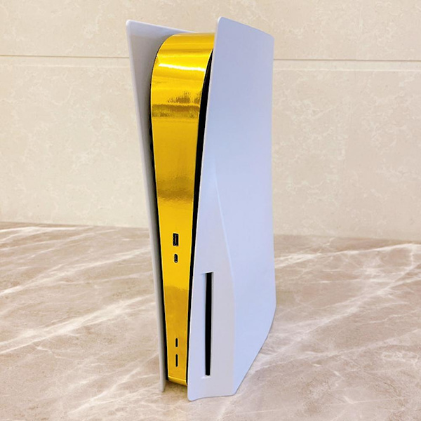 Skin-klistremerke deksel for ps5 cd-rom digital versjon for playstation 5 kontroller konsoll senter støvtett beskyttende klistremerke Electroplating gold