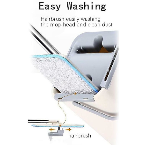 Dust Wizard Moppi Puhdistustyökalusarja 360 astetta pyörivä laatta marmorilattia yhteensopiva koti keittiön kanssa 6pcs Mop Cloth