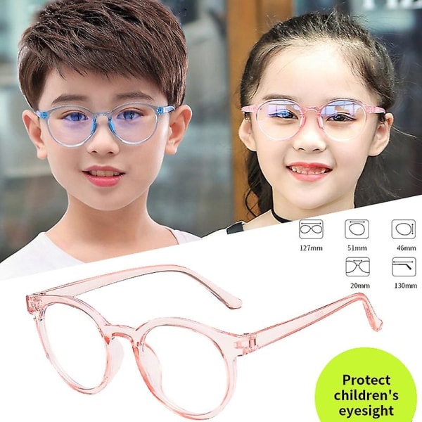 Anti-strålningsglasögon för barn Anti-blått ljus rund ram barnglasögon Pink