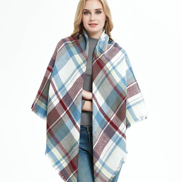 [LCS] Dame Efterår Vinter Tørklæde Klassisk Kvast Plaid Tørklæde Varm Blød Stor Tæppe Sjal Tørklæde White grey