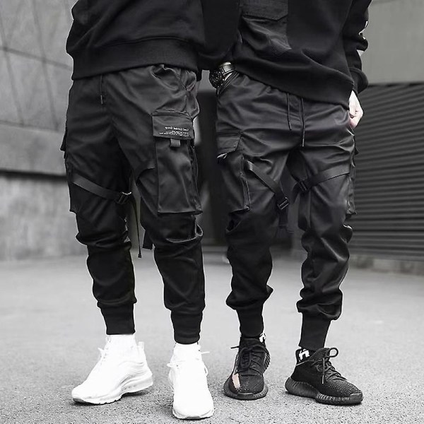 Män Casual Harem Joggers Joggingbyxa Hip Hop Byxor Multi Pocket Cargo Byxor L