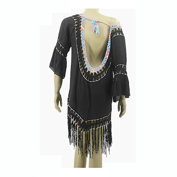 Etnisk Kaftan Strandtøj Broderi Udhulet Kjole Kvast Bi