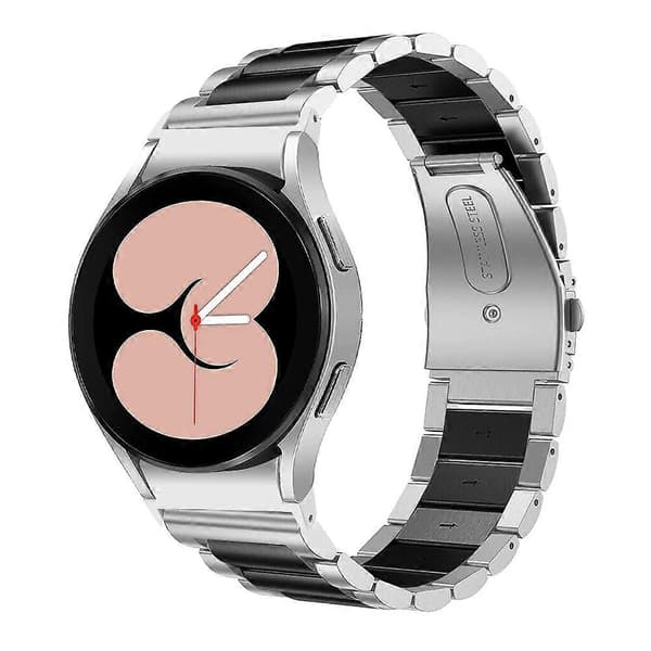 Til Samsung Galaxy Watch7 44mm 40mm Urrem i Rustfrit Stål med 3 Perler - Rosarød Multicolor Silver Black
