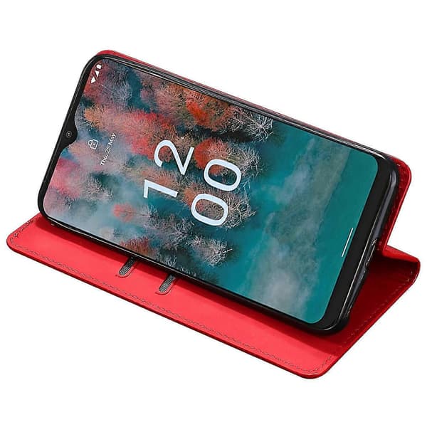 [LCS] Flipfodral för Nokia C22 Hudvänligt PU-läder Vikbart Stativfodral med Kortplatser Style E Nokia C22 Red