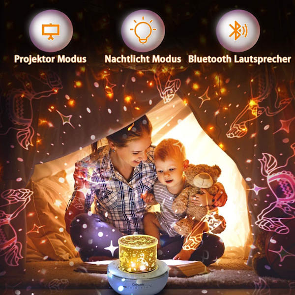 Lasten Projektori Yövalo, LED Bluetooth Kaiutin Tähtitaivas Proj