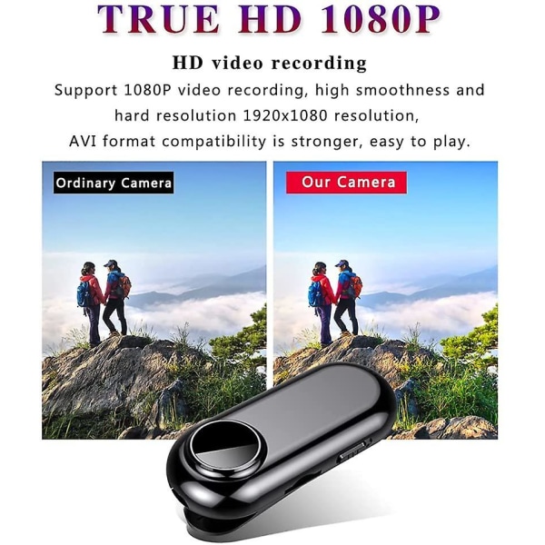 Mini dold spionkamera Full HD 1080P, bärbar liten säkerhetssu