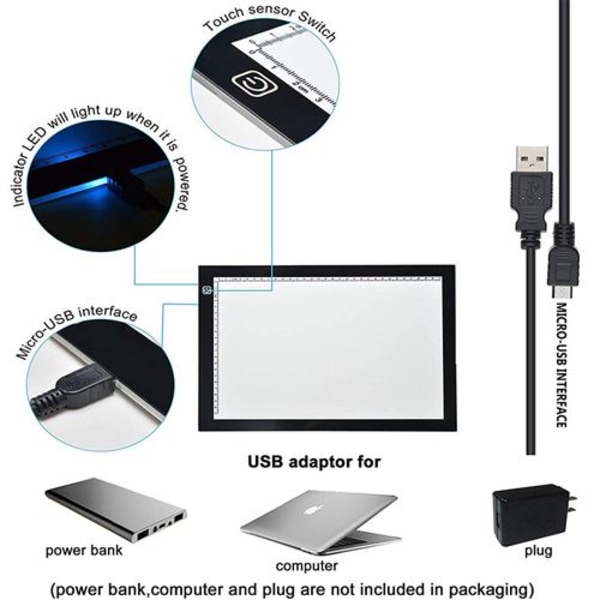 OOBEST Bærbar LED-lys hylle? Justerbar lysstyrke for A3