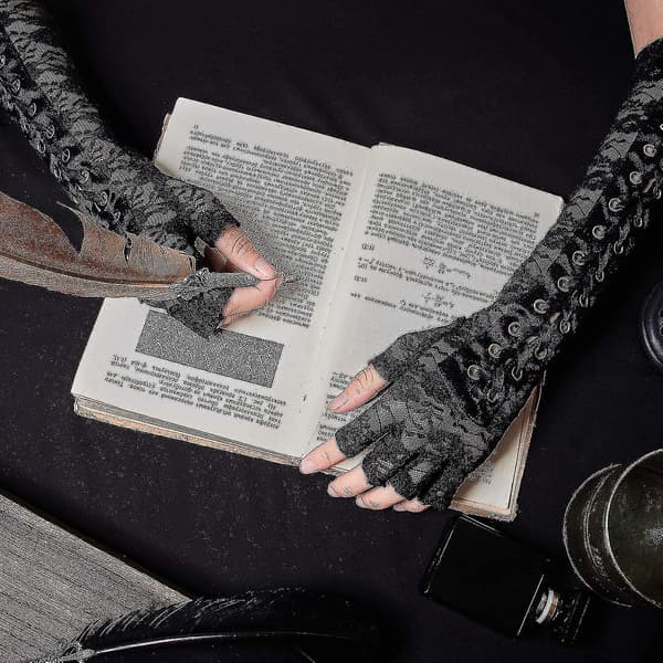 [LCS] 3 par spetshandskar set armbåge snörning steampunk handskar fingerlösa bröllops spetshandskar, stora