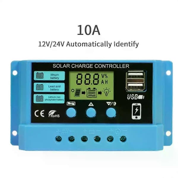 10A 20A 30A Solladdningsregulator 12V 24V PWM Solpanel PV-regulator för Lifepo4 Litium Blybatteri 30A