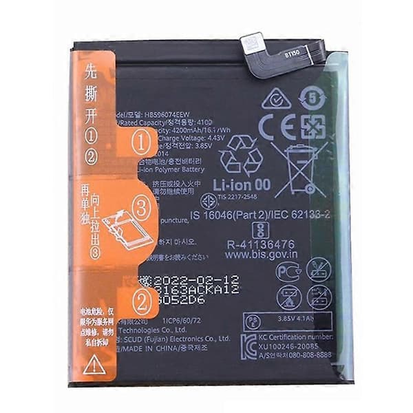 [LCS]Til Huawei P40 Pro+ 3.85V 4100mAh Li-ion Polymer Batterisamling Del (Kode: HB596074EEW)