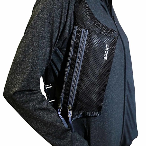 Praktisk Holdbar Taljetaske Maven Taske Crossbody Taske Løbetaske - Sort sort black