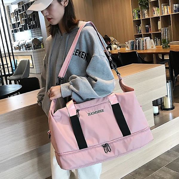 Resväska Duffel Bag Gymväska Vattentät Nylon Sport Handväska Kvinnor Yoga Simväska Pink