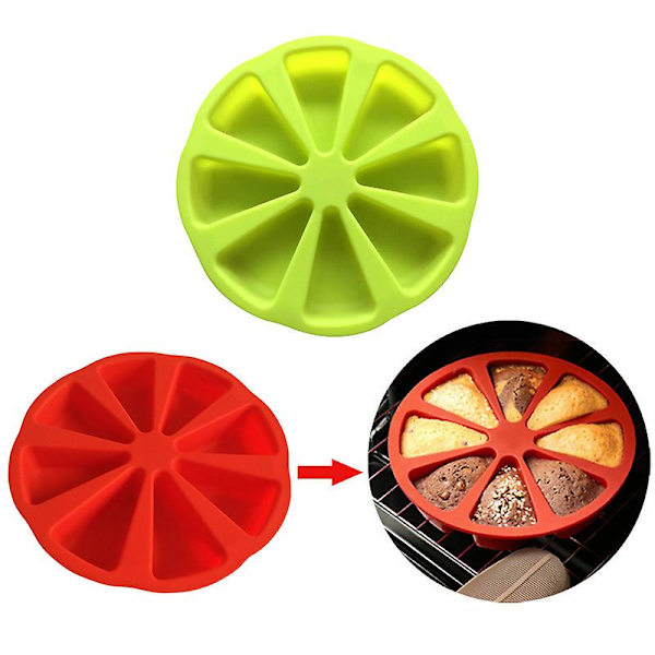 8 Fack Silikon Kilform Kakform Individuell Portion Pizza Slice Köksredskap Red