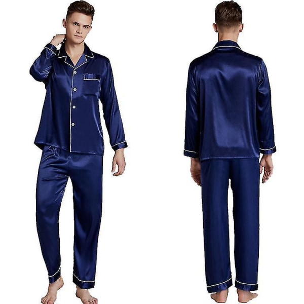 Herr Plus Size Vår- och Sommarpyjamas, Långärmad Lös S
