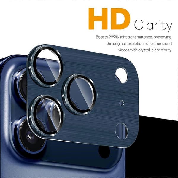 [LCS]NORTHJO Kompatibel med iPhone 17 Pro Max Kameralinsskydd Borstad Integrerad Metall Härdat Glas Linsskydd Blue