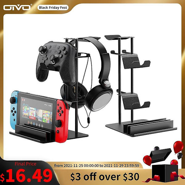Multifunktionell gamepad-hållare för PS5/PS4/Switch, fäste, stativ, handkontrollfäste, headset-hörlurshållare, telefonstativ, hyllkrok Iv-p5247
