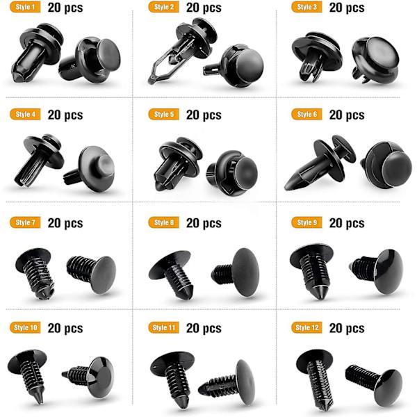 240 st Bumper Retainer Clips Bil Plast Nitar Fästen Push Retainer Kit Populäraste Storlekar Auto Push Pin Nitar Set 415pcs