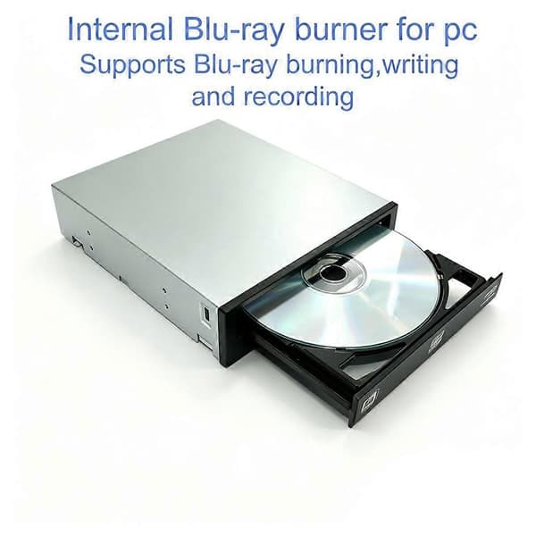 Intern Blu-Ray-brennerstasjon, 8X BD 16X DVD 48X CD-skriver for Windows 7/8/10/11 PC og Mac, spilling og arkivering Silver